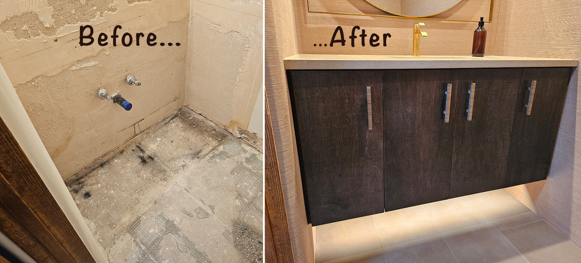 Bathroom vanity before and after